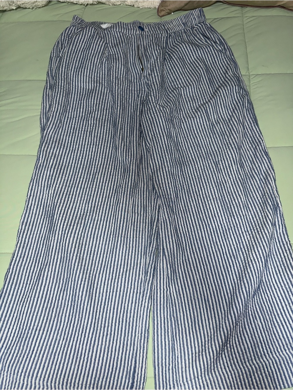 aerie Blue and White Striped Seersucker Chino Pants